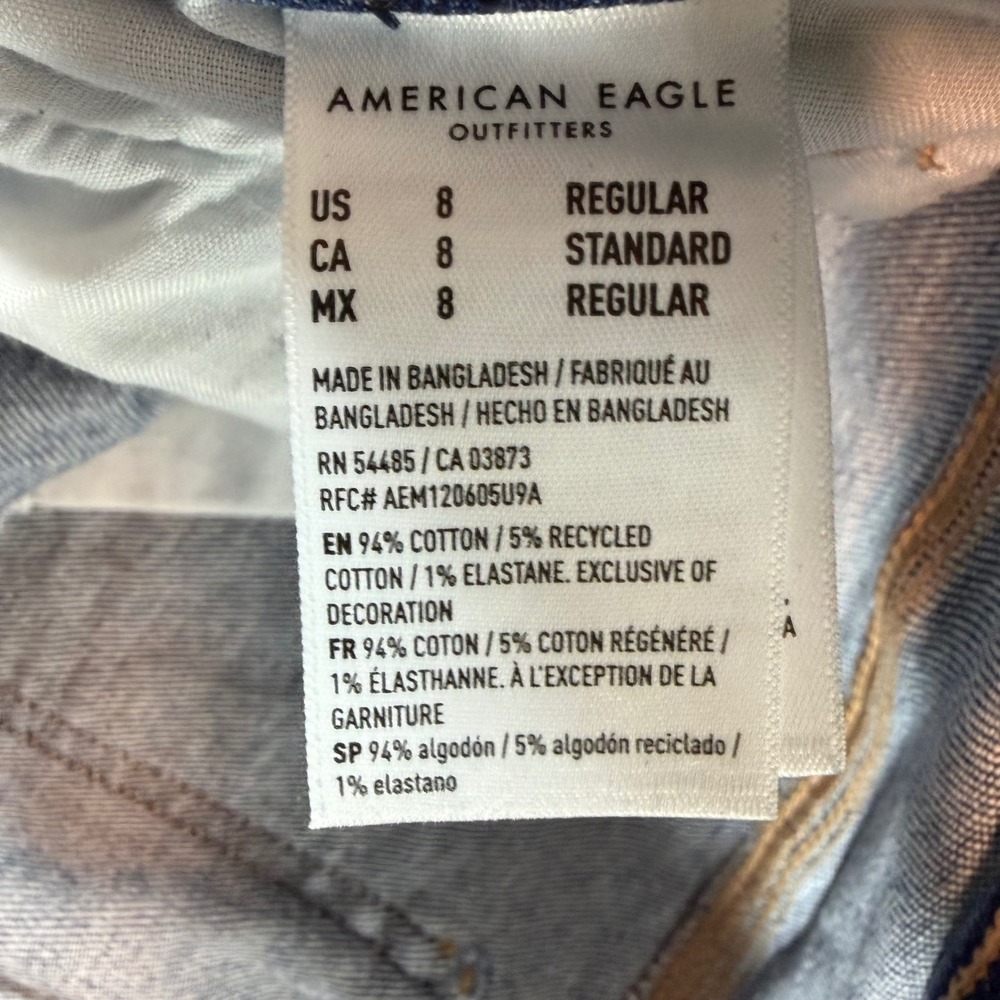 American Eagle Mom Jeans Womens 8R High Rise Medium Wash Stretch‎ Denim - Picture 7 of 11